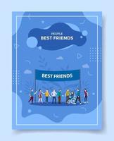 best friend people meet up together for template of banners vector