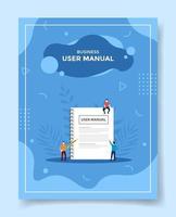 business user manual concept people around user manual book reading vector