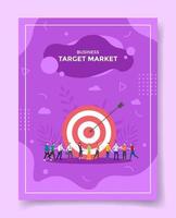 target market people character front dart on center target board vector