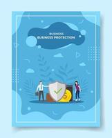 business protection people around shield wallet coin server vector
