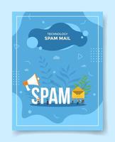 spam mail people around spam word speaker envelope for template vector