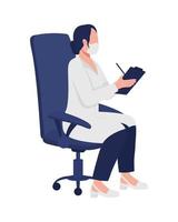 Medical specialist writing patient records flat color vector character