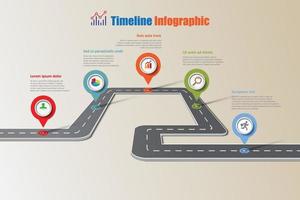 Infografía de línea de tiempo de hoja de ruta empresarial, ilustración vectorial vector
