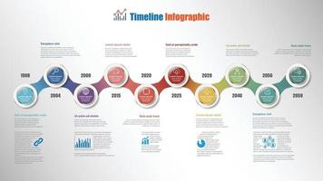 infografía de la línea de tiempo de la hoja de ruta empresarial con círculo de 10 pasos vector