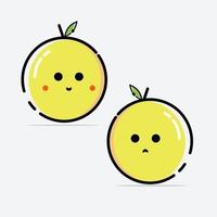 Doodle plano de carácter de fruta de limón vector