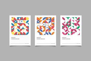 mosaic flat geometric business cover collection vector