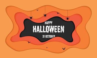 feliz halloween araña murciélago estilo de papel vector