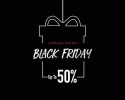 Black Friday Discount Gift Stroke Template vector