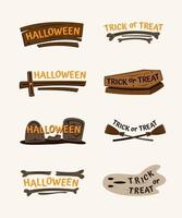 Set of Halloween Label with Words and Spooky Elements. vector