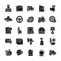 Set of Car Service icons with glyph style. vector