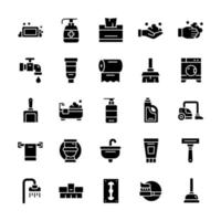 Set of Hygiene icons with glyph style. vector