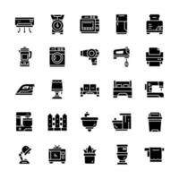 Set of Household icons with glyph style. vector