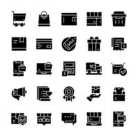 Set of Shopping icons with glyph style. vector