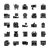 Set of Shopping icons with glyph style. vector