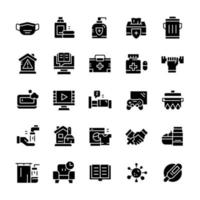 Set of Quarantine icons with glyph style. vector