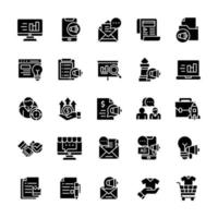 Set of Marketing icons with glyph style. vector