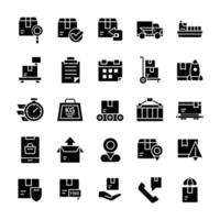 Set of Shipping icons with glyph style. vector