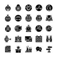 Set of Startup icons with glyph style. vector