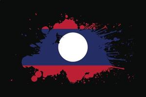 bandera de laos con diseño de efecto grunge vector