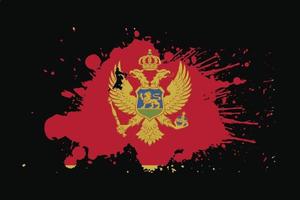 bandera de montenegro con diseño de efecto grunge vector