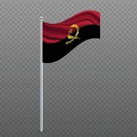 Angola ondeando la bandera en el poste de metal.