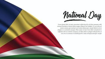 banner del día nacional con fondo de bandera de seychelles vector