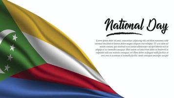 banner del día nacional con fondo de bandera de comoras vector