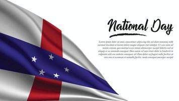 National Day Banner with Netherlands Antilles Flag background vector