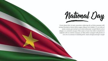 banner del día nacional con fondo de bandera de surinam vector