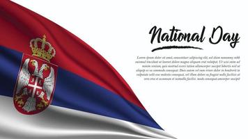 banner del día nacional con fondo de bandera de serbia vector