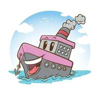 ilustración de barco de pasajeros feliz