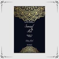 Fondo adornado de mandala de oro de lujo para invitación de boda vector