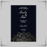 Fondo adornado de mandala de oro de lujo para invitación de boda vector