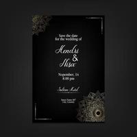 Fondo adornado de mandala de oro de lujo para invitación de boda vector