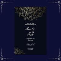 Fondo adornado de mandala de oro de lujo para invitación de boda vector