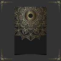 Fondo adornado de mandala de oro de lujo para invitación de boda vector