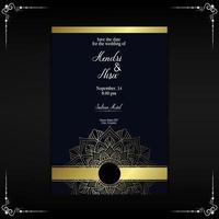 Fondo adornado de mandala de oro de lujo para invitación de boda vector