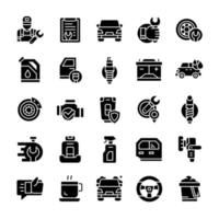 conjunto de iconos de servicio de coche con estilo de glifo. vector