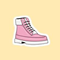 etiqueta engomada colorida de las botas rosadas dibujadas a mano vector