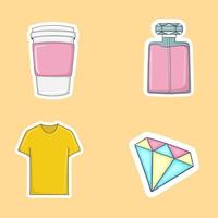 Trendy Girly element Stickers Collection vector