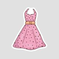 Colorful Hand Drawn Pink Dress Sticker vector