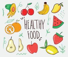 Colorful Hand Drawn Healthy Foods Collection vector