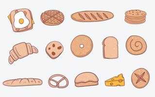 elemento de panadería dibujado a mano colorido vector