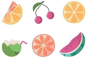 A set of juicy tropical fruit icons vector