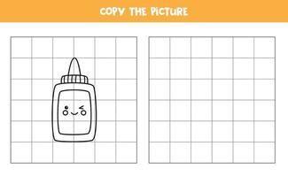 Copy the picture of cute kawaii glue. Logical game for kids. vector