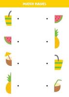 Match parts of summer pictures. Logical game for children. vector
