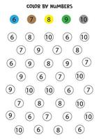 Color numbers according the example. Math game for children. vector