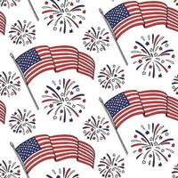 Patriotic seamless pattern with USA flags vector