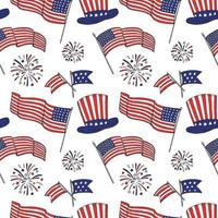 Patriotic seamless pattern with USA flags vector