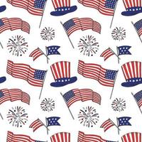 Patriotic seamless pattern with USA flags vector